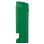 Mechero electrónico 2 en 1 con un abrebotellas en parte inferior color verde tercera vista