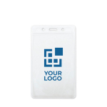 Identificador transparente en forma vertical para lanyard 7.5x12cm vista principal