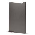 Porta tarjetas de aluminio con botón y almacenaje de 6 tarjetas color titanio