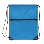 Mochila de cuerdas personalizada de RPET con cremallera frontal 210T color azul segunda vista