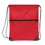 Mochila de cuerdas personalizada de RPET con cremallera frontal 210T color rojo segunda vista
