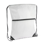 Mochila de cuerdas personalizada de RPET con cremallera frontal 210T color blanco