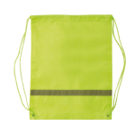 Mochila de cuerdas de poliéster con banda reflectante horizontal color verde lima segunda vista