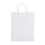 Bolsa mediana de papel laminado de colores con asa de cordón color blanco segunda vista