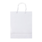 Bolsa mediana de papel laminado de colores con asa de cordón color blanco tercera vista