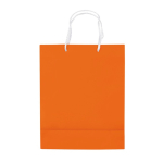 Bolsa mediana de papel laminado de colores con asa de cordón color naranja tercera vista