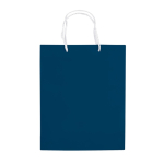 Bolsa mediana de papel laminado de colores con asa de cordón color azul oscuro segunda vista