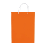 Bolsa grande de papel laminado de colores con asa de cordón color naranja segunda vista