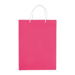 Bolsa grande de papel laminado de colores con asa de cordón color rosa segunda vista