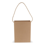 Bolsa vertical de cartón con asa larga de yute hecha en EU color marrón segunda vista