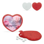 Caramelos promocionales de menta en caja corazón