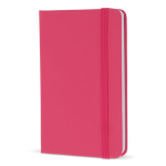 Libreta de PU en varios colores vivos con cinta a juego y papel FSC A6 color rosa