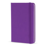 Libreta de PU en varios colores vivos con cinta a juego y papel FSC A6 color morado