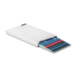 Portatarjetas de ABS en distintos colores con botón y RFID color blanco cuarta vista