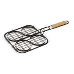 Parrilla con cómoda asa de madera especial para hamburguesas color madera cuarta vista