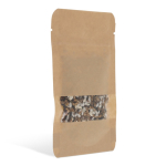 Bolsa de semilla de flores secas presentadas en bolsa de papel kraft color marrón cuarta vista