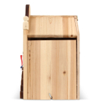 Casa de madera hecha de madera FSC especial para pájaros color madera cuarta vista