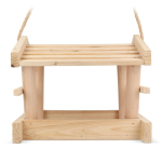 Comedero para pájaros hecha de madera FSC con cuerda para colgar color madera tercera vista