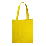 Bolsa de algodón promocional OEKO-TEX de colores con fuelle 140 g/m2 color amarillo segunda vista
