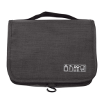 Bolsa de aseo plegable con varios compartimientos y gancho para colgar color negro quinta vista