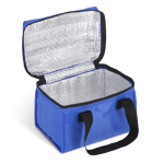 Amplia nevera cuadrada de poliéster con asas gruesas para transporte color azul cuarta vista