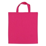 Bolsa de la compra OEKO-TEX de color con asas cortas 140 g/m2 color rosa segunda vista