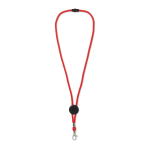 Lanyard de colores con mosquetón de metal y pasador personalizable color rojo