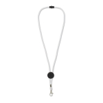 Lanyard de colores con mosquetón de metal y pasador personalizable color blanco