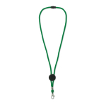 Lanyard de colores con mosquetón de metal y pasador personalizable color verde