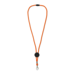 Lanyard de colores con mosquetón de metal y pasador personalizable color naranja