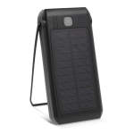 Batería externa personalizada y linterna recargable con energía solar color negro segunda vista
