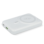 Cargador inalámbrico personalizada MegSafe con entrada USB-A y tipo-C color blanco