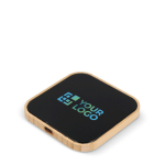 Cargador inalámbrico cuadrado de bambú y cristal negro 10W vista principal