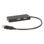 Hub USB de aluminio con 3 puertos y cable con longitud de 20cm color negro