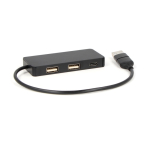 Hub USB de aluminio con 3 puertos y cable con longitud de 20cm color negro segunda vista