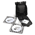 Mochila para picnic con juego de cubiertos, platos y más color negro tercera vista
