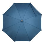 Paraguas de RPET a prueba de tormentas con puntas de madera Ø103 color azul oscuro tercera vista
