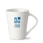 Taza impresa de porcelana blanca con asa triangular de 270ml vista principal