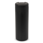 Botella de acero inoxidable personalizada tapa abatible negra 400ml color negro