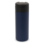 Botella de acero inoxidable personalizada tapa abatible negra 400ml color azul oscuro