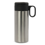 Botella de acero inoxidable con tapa que sirve como taza 400ml color plateado