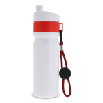 Botella deportiva libre de BPA con detalle a color y correa 500ml color rojo