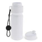 Botella deportiva libre de BPA con detalle a color y correa 500ml color blanco tercera vista