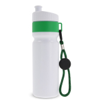 Botella deportiva libre de BPA con detalle a color y correa 500ml color verde
