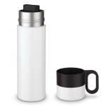 Termo de acero inoxidable con taza y asa como tapón 350ml color blanco sexta vista