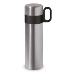 Termo de acero inoxidable con taza y asa como tapón 350ml color plateado