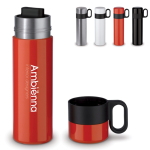 Termo de acero inoxidable con taza y asa como tapón 350ml