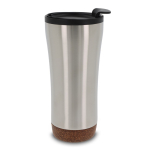 Vaso take away de doble pared con detalle de corcho en la base 480ml color plateado