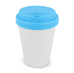 Vaso take away de plástico reciclado con tapa de vivos colores 250ml color azul claro