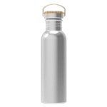 Botella de acero inoxidable antigoteo con recubrimiento de polvo 750ml color plateado